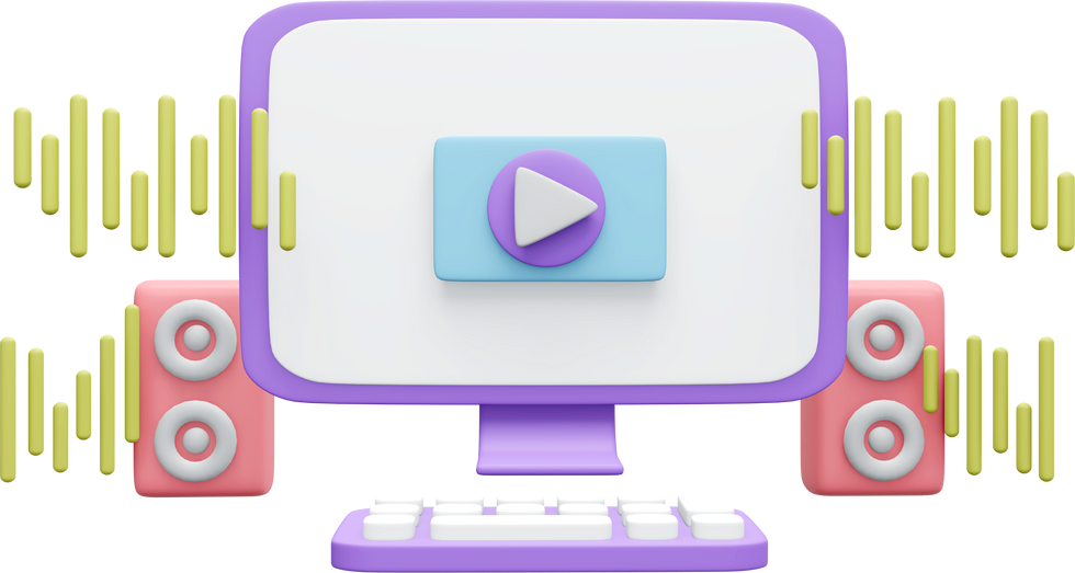 Minimal computer with speaker and sound 3d rendered model