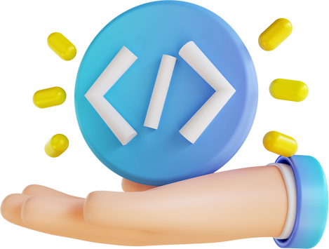 3D illustration hand and code