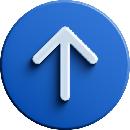 Blue round 3D arrow top icon